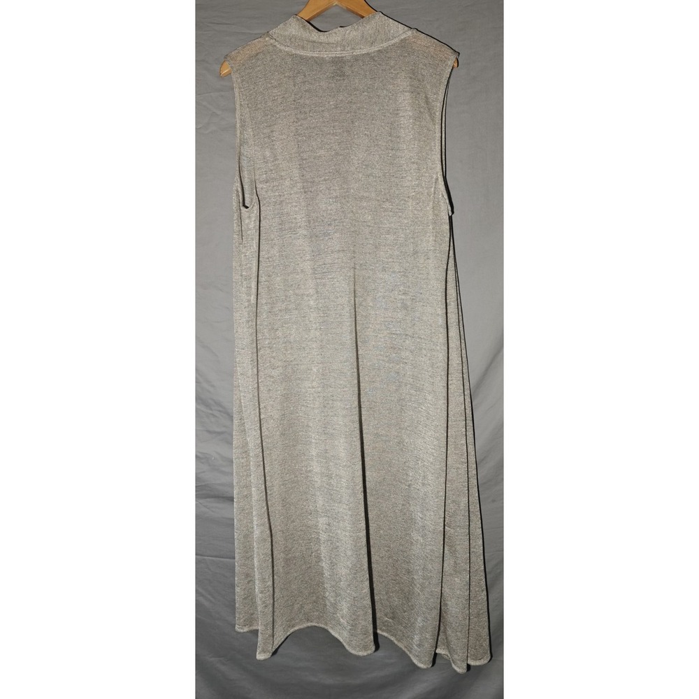 White House Black Market Gold Sheer Long Cardigan Sleeveless XL Flaws - Picture 3 of 12